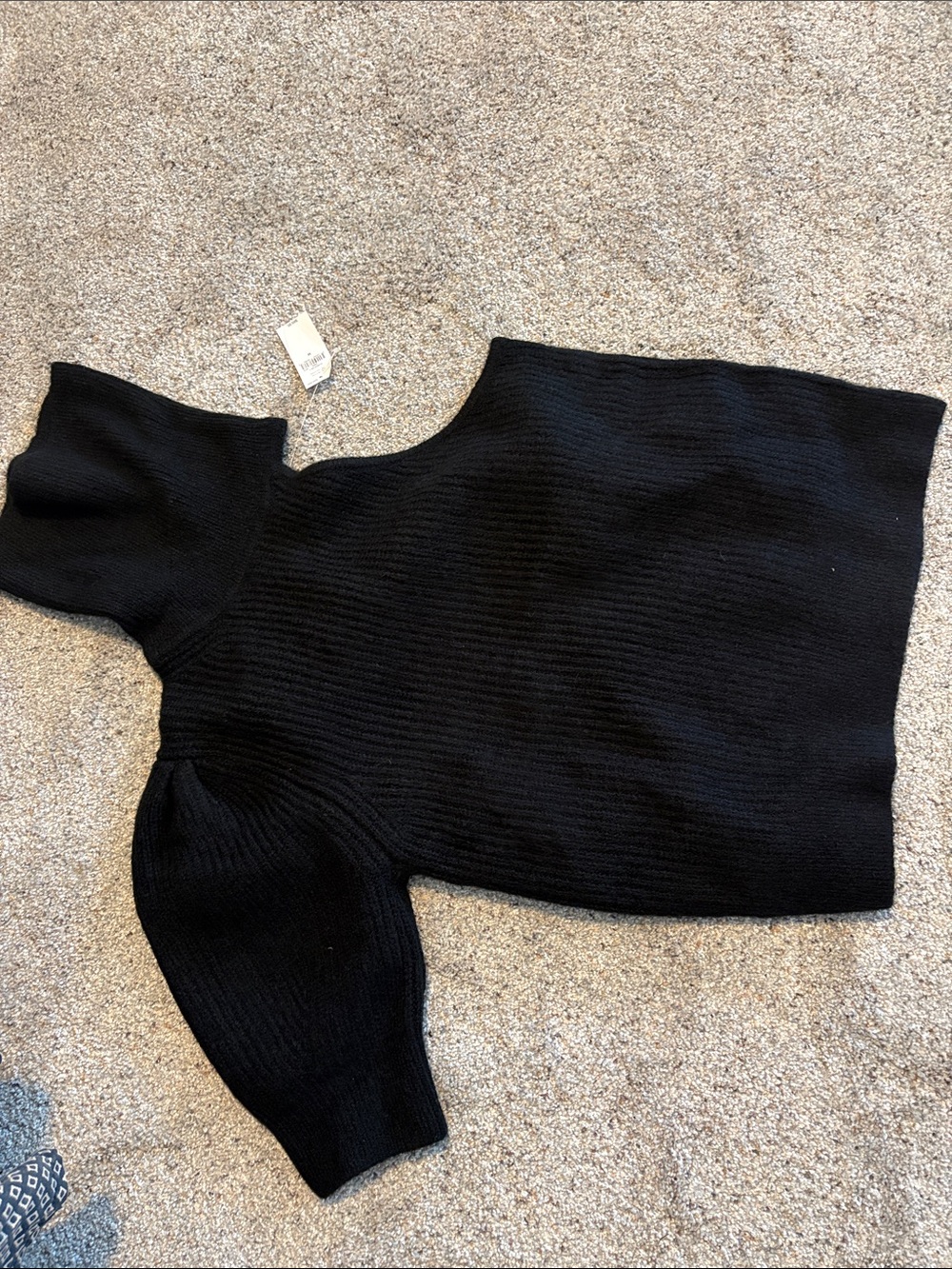 GAP Black Ribbed Turtleneck Sweater with Puff Sleeves